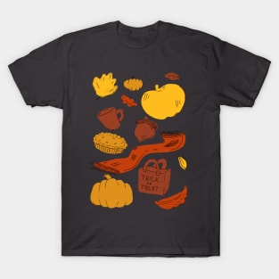 Autumn Themed Pattern - Fall Season - Cozy Seasonal Pattern T-Shirt